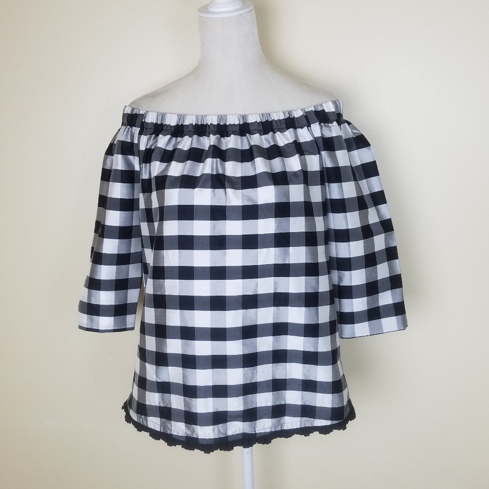 Sara Campbell Off shoulder Boxy Silk Shirt Sz XS